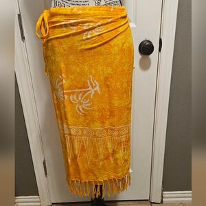 Yellow floral swimsuit wrap. OS